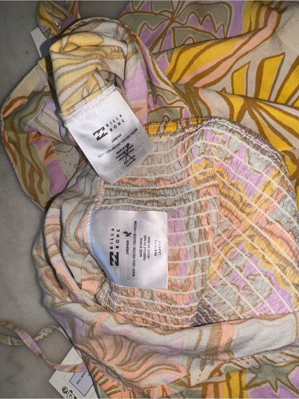 Billabong Two-Piece Skort Set in Yellow, Pink, Green, Cream - Picture 6 of 6